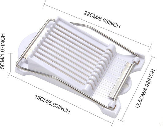 Slicer,Multipurpose Luncheon Meat Slicer,Stainless Steel Wire Egg Slicer,Cuts 10 Slices For fruit,Onions,Soft Food and Ham (White)