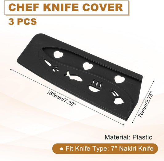 PATIKIL 3Pcs Plastic Safety Knife Cover Sleeves for 7" Nakiri Knife, Chopping Knives Guard Blade Protector Universal Knife Sheath for Kitchen Bar, Pink