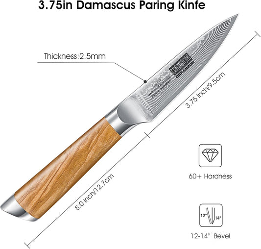 HOSHANHO Bread Knife 8 Inch, Damascus Steel Bread Kitchen Knife with Ergonomic Olive Wood Handle, Professional Ultra-Sharp Serrated Knife for Homemade Bread, Sourdough Bread Cutting