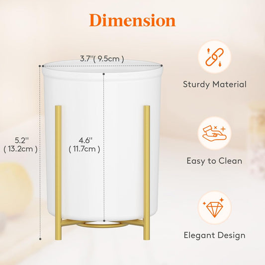 Lifewit Plastic Silverware Holder for Kitchen Countertop, Cutlery Flatware Caddy with Metal Bracket, Utensil Spoon Fork knives Organizer for Party Picnic, Gold, 3 Pack
