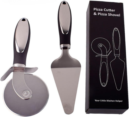 3-Inch (7.62cm) Stainless Steel Pizza Cutter Wheel with Pie Server - Sharp Anti-Rust Pizza Slicer with Non-Slip Handle & Finger Guard, Dishwasher Safe for Home Kitchen & Pizza Night