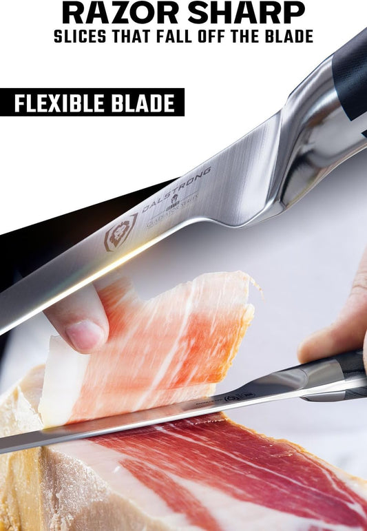 Dalstrong Spanish Style Meat & Ham Slicer - 12 inch - Gladiator Series Elite - German High Carbon Steel - w/Sheath - NSF Certified
