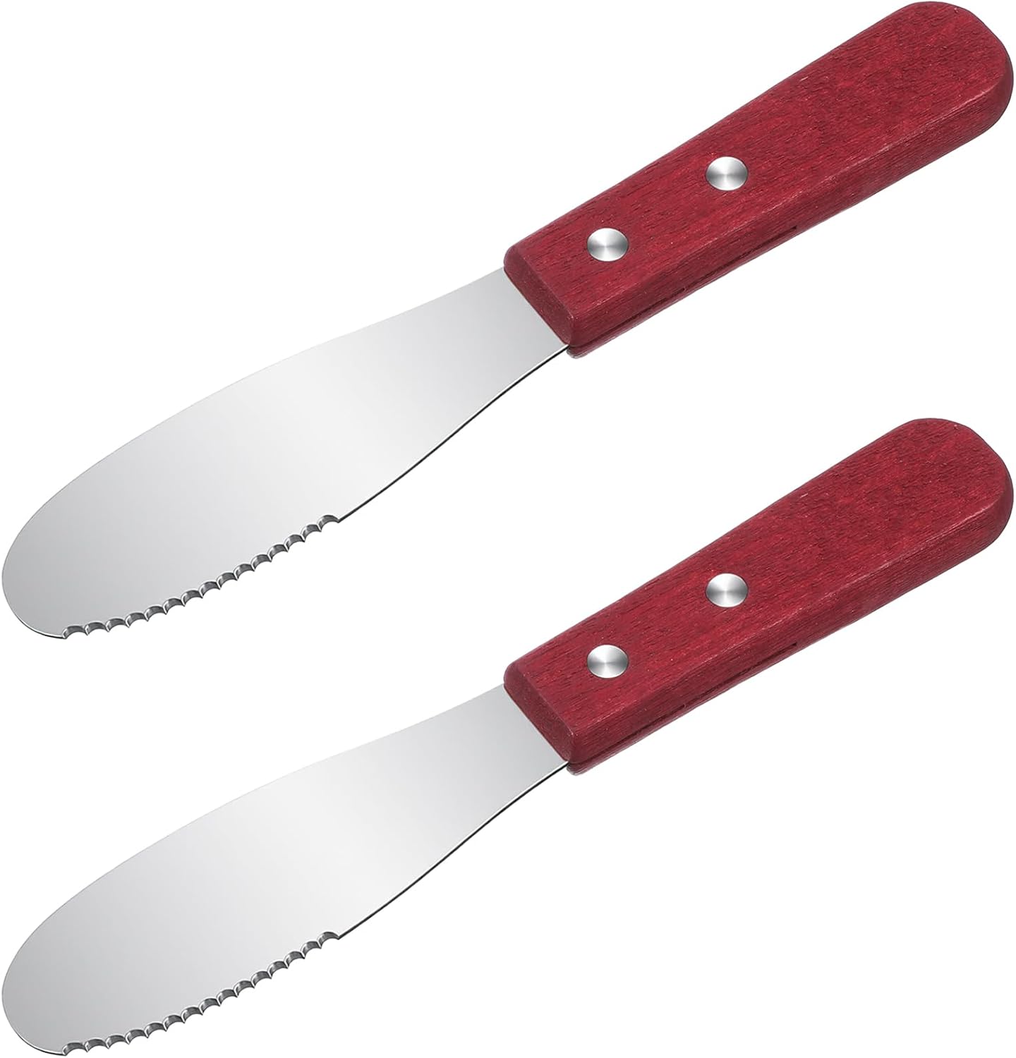 2 Pcs Spreading Knife, Stainless Steel Better Butter Spreader with Chestnut Wood Handle for Sandwich & Cream