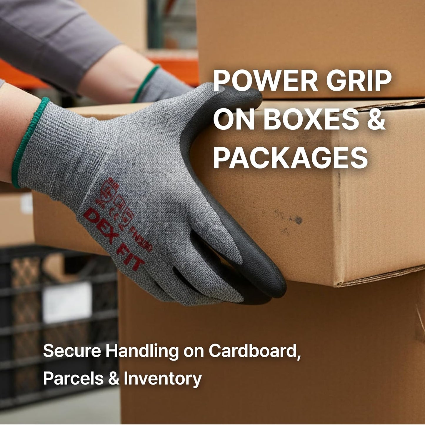 Nitrile Work Gloves FN330, 3D Comfort Fit, Touchscreen Grip Gloves for Warehouse, Construction, Package Handling, Delivery & General Work, Men & Women, Black, M, 3 Pairs
