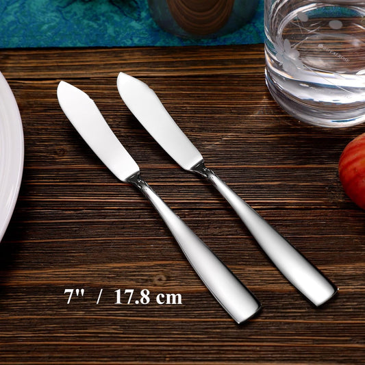 Premium Louis 4-Pc 7-Inch Butter Knives (Silver, Louis) | 18/10 Stainless Steel Butter Spreaders; Classic Design; Ideal for Butter & Jam; Brilliant Mirror Finish; Dishwasher Safe