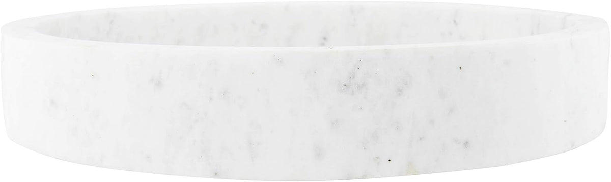 Minimalist Round Carved Marble Tray or Charcuterie Board, White