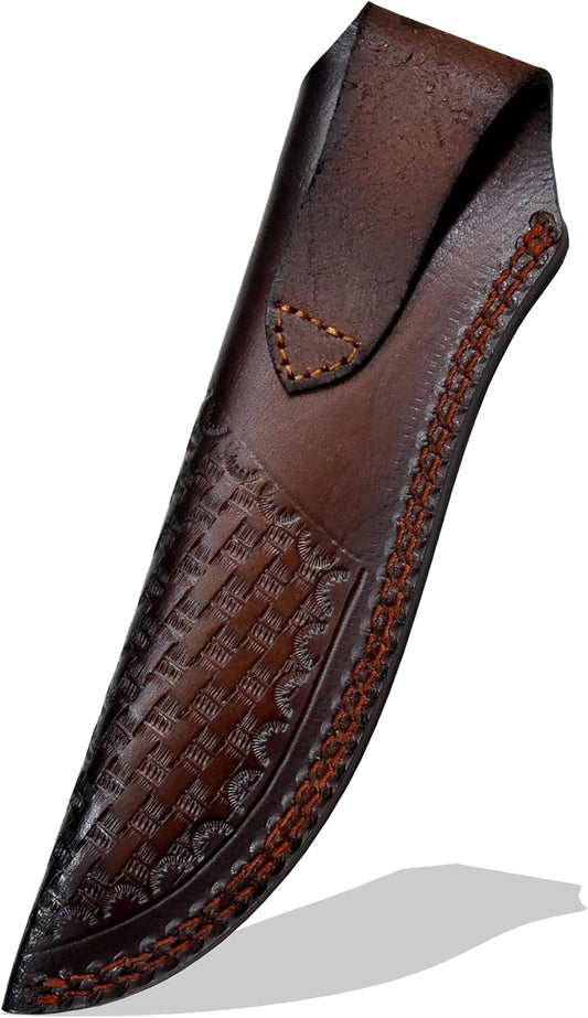 Custom Leather Sheath Tooled Leather Sheath/Hunting Knife Sheath Universal Leather Knife Sheath, 100% Real Laether/ (Dark Brown, 9.0" Inches)