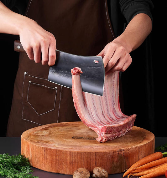 7.5″ Cleaver Knife, Chef’s Knives – Hand Forged, German High Carbon Stainless Steel Butcher Knife with Full Tang Handle for Home Kitchen & Restaurant