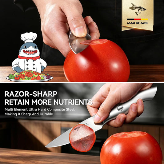 Paring Knife 3.5 inch Ultra Sharp German Stainless Steel | Paring Fruit Knives with Ergonomic Handle Design, Unique Small Kitchen Knife As Gift for Chef's Men/Women