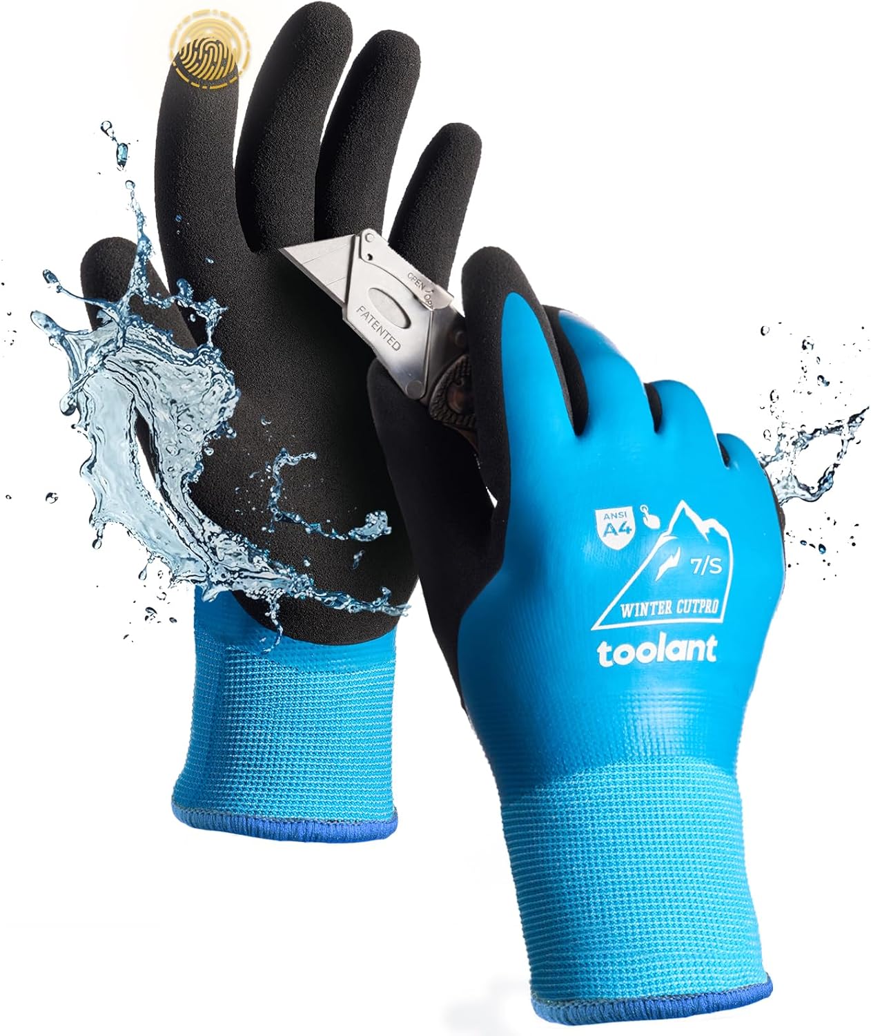 Waterproof Winter Work Gloves, ANSI A4 Cut Resistant | Waterproof; ANSI A4 Cut Resistant; HPPE + Steel Fiber; Frosted Grip; Touchscreen; Outdoor Work; Windproof