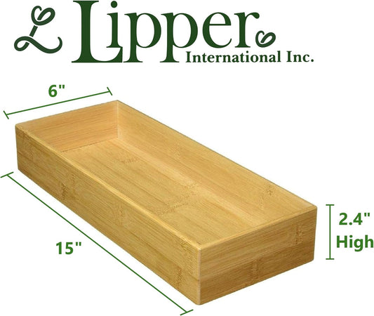 8386 Bamboo Wood Stacking Drawer Organizer Box, 15" x 6"