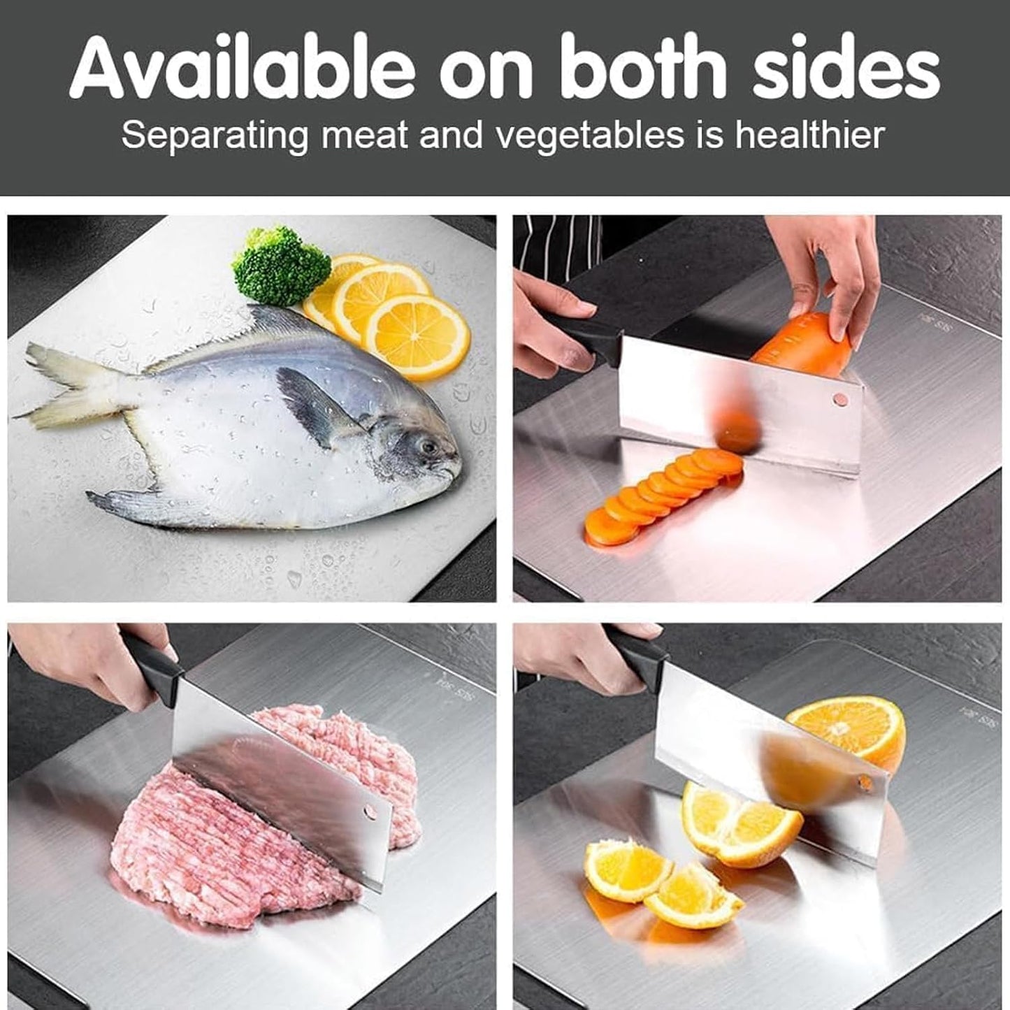 Titanium Cutting Board Set of 3, Titanium Cutting Boards for Kitchen, 100% Double Sided & Food-Grade Titanium Cutting Boards, Dishwasher Safe, Suitable for Separate Raw and Cooked Food (M+L+XL)