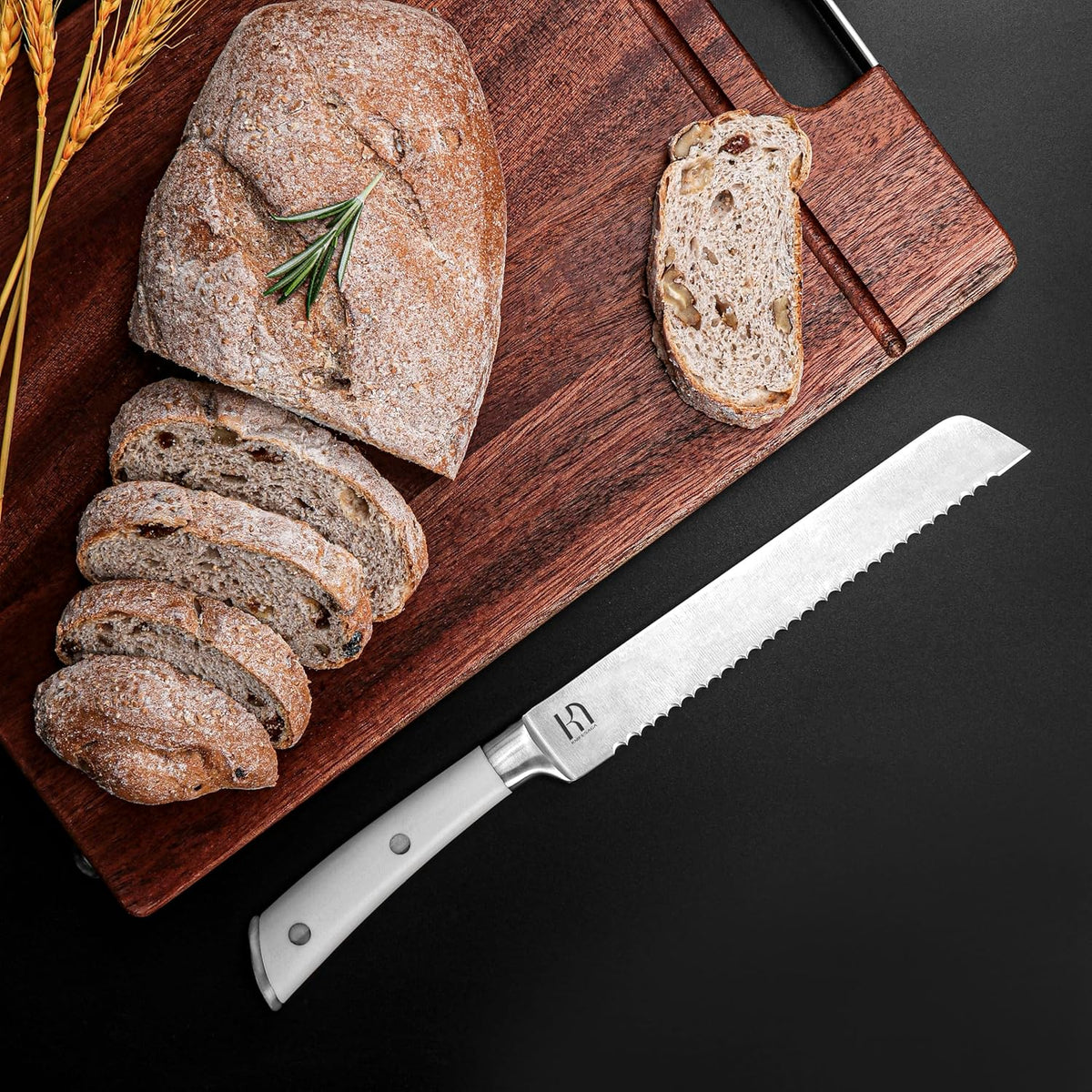 Knife Set Premium, Japanese 15 Pcs High Carbon Stainless Steel Kitchen Knife Block Set with Sharpener, Razor Sharp Knives Set for Kitchen with Natural Wood Block, Long-Lasting Edge