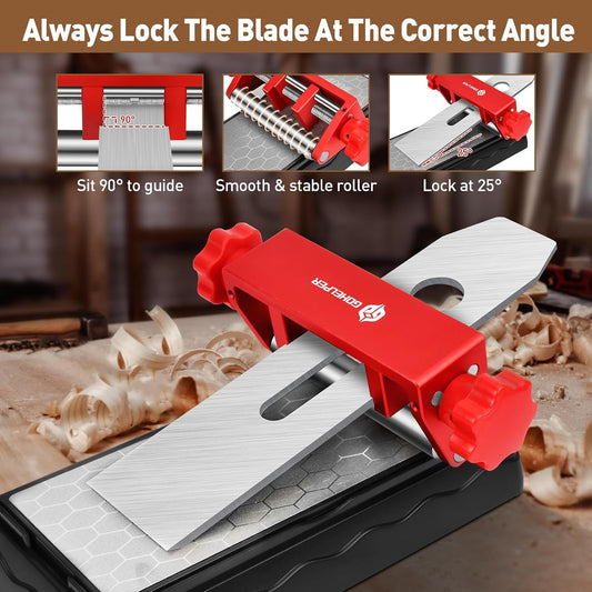 Chisel Sharpening Jig, Wood Honing Guide for Chisels and Planes Width 0.1" to 2.8" with Sharpening Angle Fixture, Angle Gauge from 10° to 45°(With 1 Sharpening Stone)