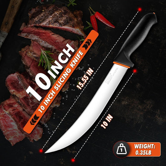 Slicing Knife 9.5 Inch - Brisket Knife with Non-Slip Softgrip | High Carbon Stainless Steel, Ergonomic Non-slip Rubber Handle, Gift Box, Anti-fouling, Easy to Clean