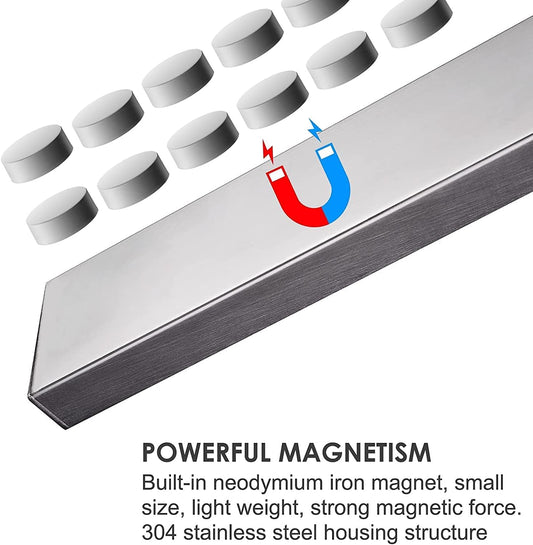 8 Inch Magnetic Knife Holder for Wall No Drill Stainless Steel | Magnet Knife Strip with 3M Type Knife Bar Rack for Kitchen Utensil Tool Storage Art Supply Essentials