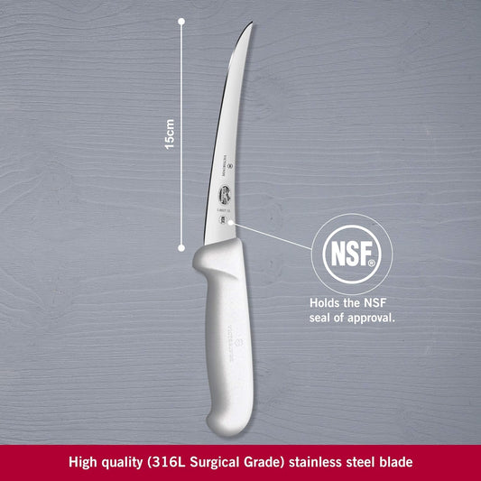 Cutlery 6-Inch Semi-Stiff Boning Knife, Curved Blade, White Fibrox Handle