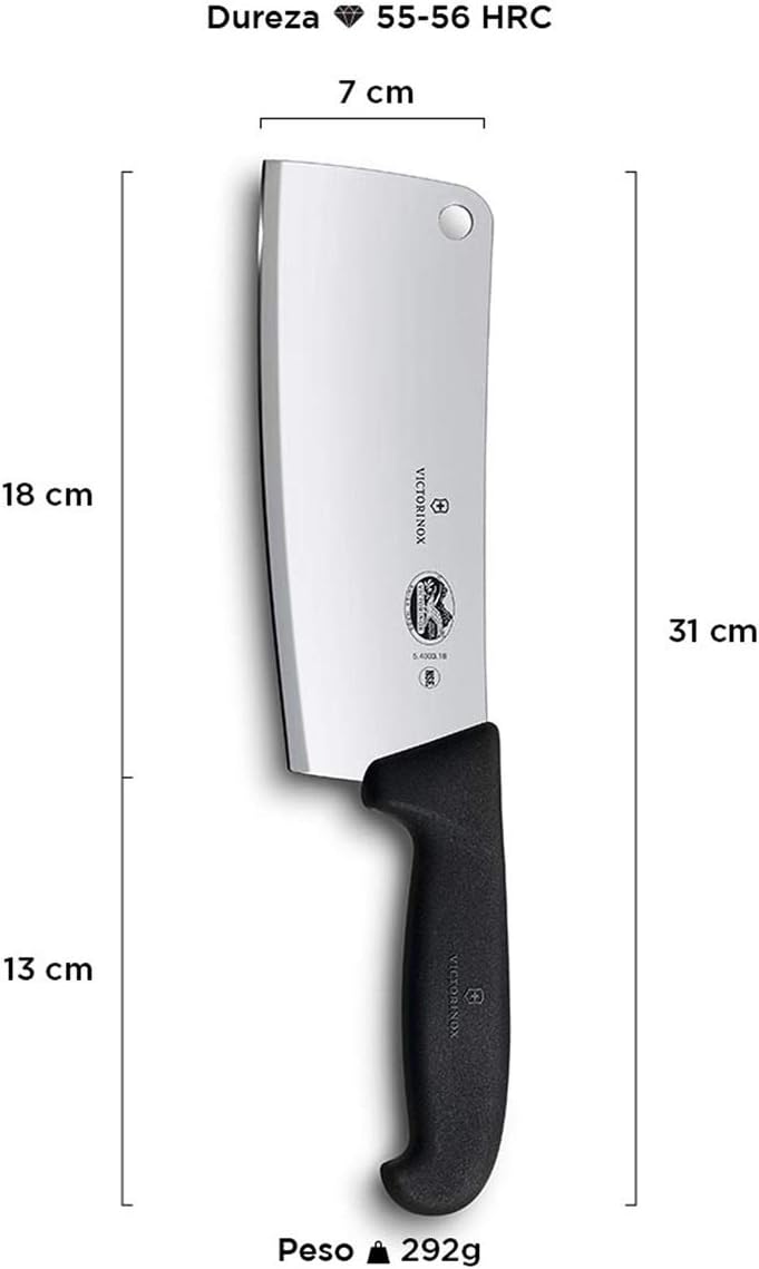 Fibrox Pro 7" Kitchen Cleaver - Heavy Duty Meat Bone Chopper | Weighted straight edge blade for butchering joints, non-slip ergonomic handle, Swiss made durable dishwasher safe steel