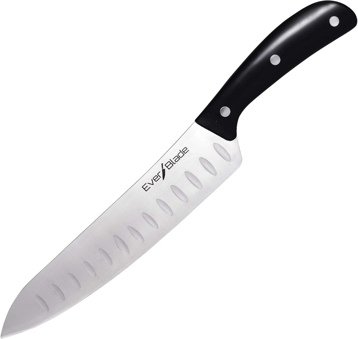 EverBlade Self Sharpening Professional Chef Knife, German Steel Kitchen Knife in Knife Block with Convex Edge for Easy Slicing, Versatile & Durable