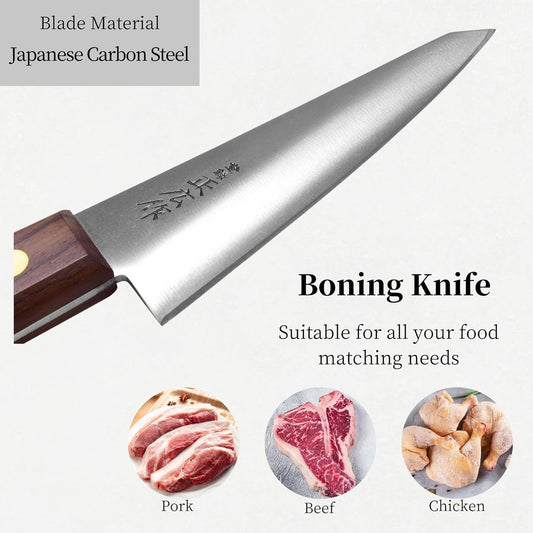 Masahiro Japanese Boning Knife Honesuki Knife 5.9" 150mm Traiangle Type | Seki Japan Japanese Carbon Steel Kitchen Cutlery, Chef Knives with Rose Wood Handle