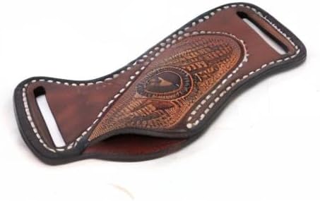 Leather Knife Sheath for Belt, 3mm Thick EDC Pocket Knife Holster Fits Buck 110, Compact Folding Knife Carrier Case for Men, Open Top Cross Draw - Brown