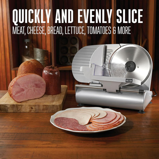Electric Deli Meat Slicer Machine For Home & Food Slicer | Adjustable Slice Thickness | Non-Slip Suction Feet | Removable 9” Deli Slicer Stainless Steel Blade | Easy to Clean