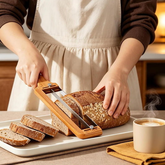 Household Bread Slicer, Adjustable Thickness | Sourdough Tool, Equipped With Serrated Bread Knife, Suitable For Handmade Bread, Buttered Bread, Gluten-Free Bread