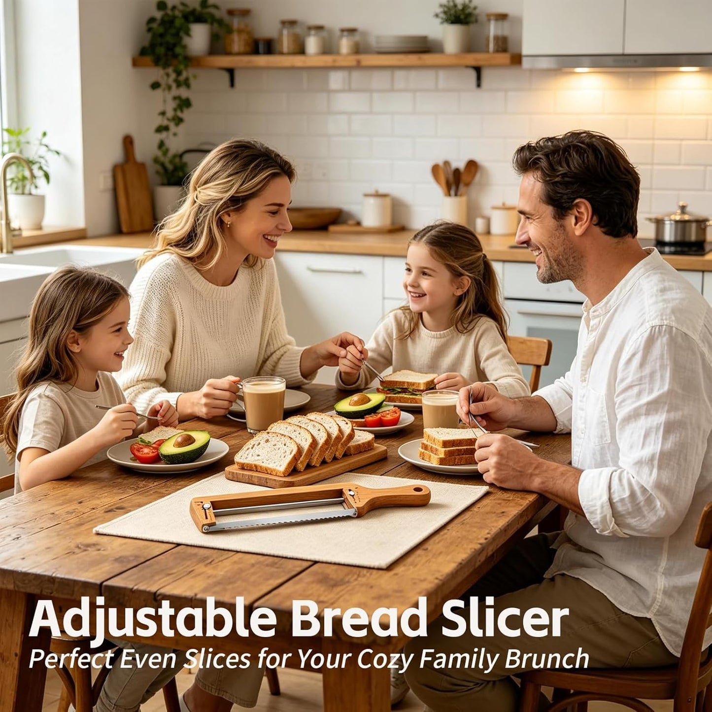 Household Bread Slicer, Adjustable Thickness | Sourdough Tool, Equipped With Serrated Bread Knife, Suitable For Handmade Bread, Buttered Bread, Gluten-Free Bread