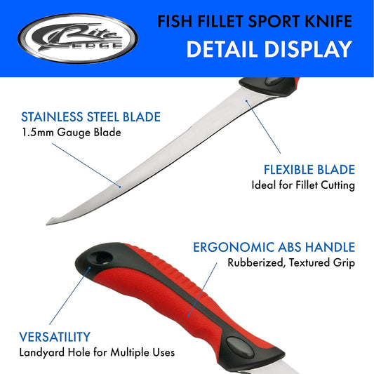 SZCO Fillet Knife 12.5 Inches - Red Fishing knife with ABS Handle, Stainless Steel Gauge Filet Blade & Sheath - Chef Knife for Cooking, Meat & Poultry Cutting - Perfect for Slicing Fish