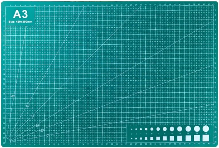 Cutting Mat Art Sewing Mat 17.7"L x 11.8"W Gridded Rotary Cut Board Double-sided for Crafts Hobby Project Sewing Fabric (2, Green, A3:17.7"L x 11.8"W)