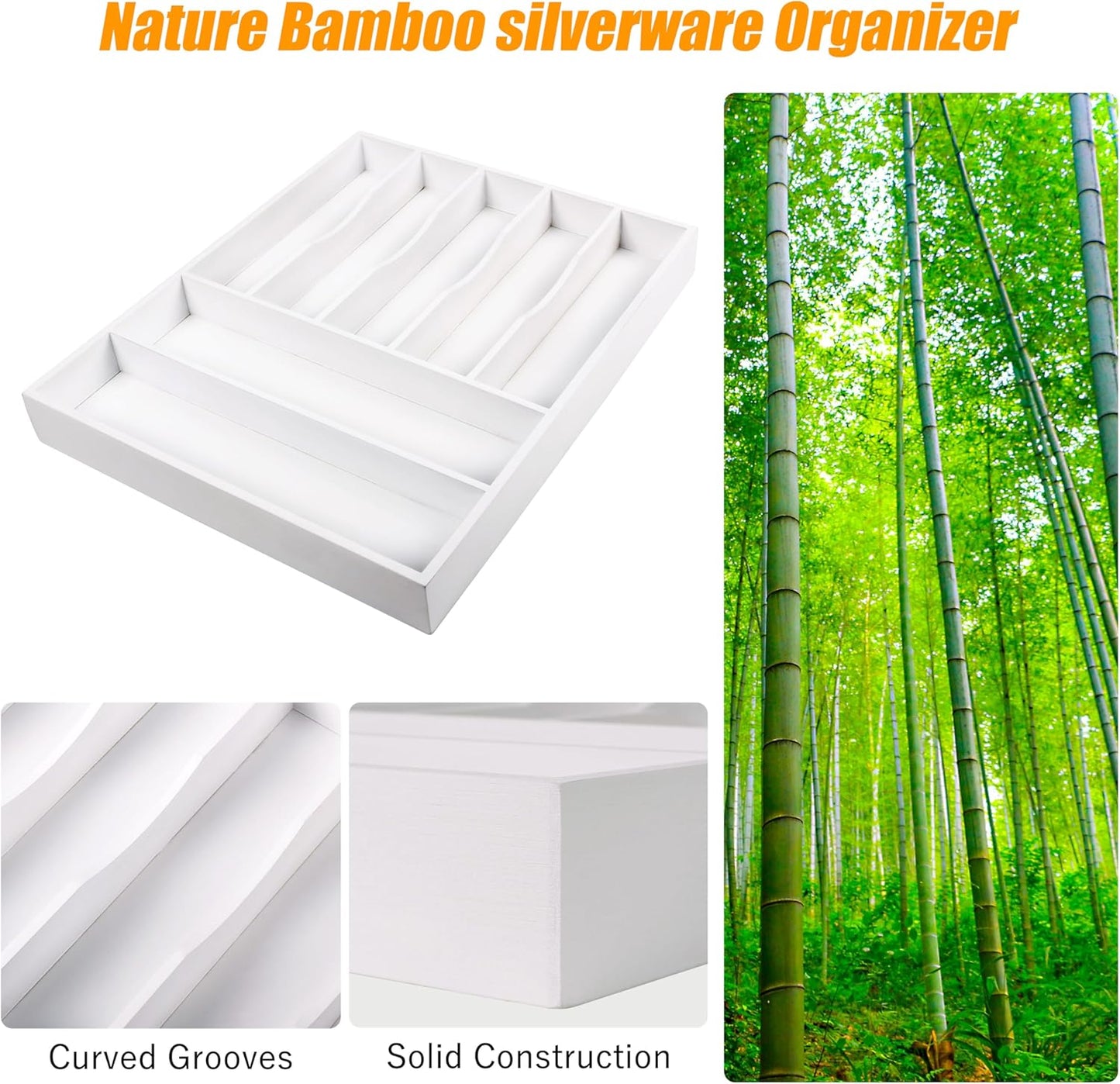 Silverware Organizer Kitchen Drawer Organizer Expandable Bamboo Utensil Holder Cutlery Tray for Kitchen Utensil and Flatware Bedroom Office