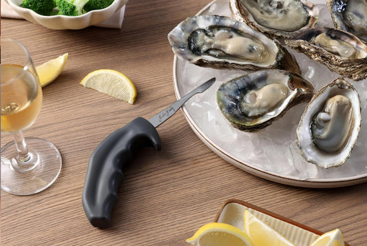 Shucker Paddy Oyster Knife, Ergonomic Pistol Grip Oyster Shucking Knife with Finger Guard, 3in Stainless Steel Blade, Dishwasher Safe, Professional Oyster Opener