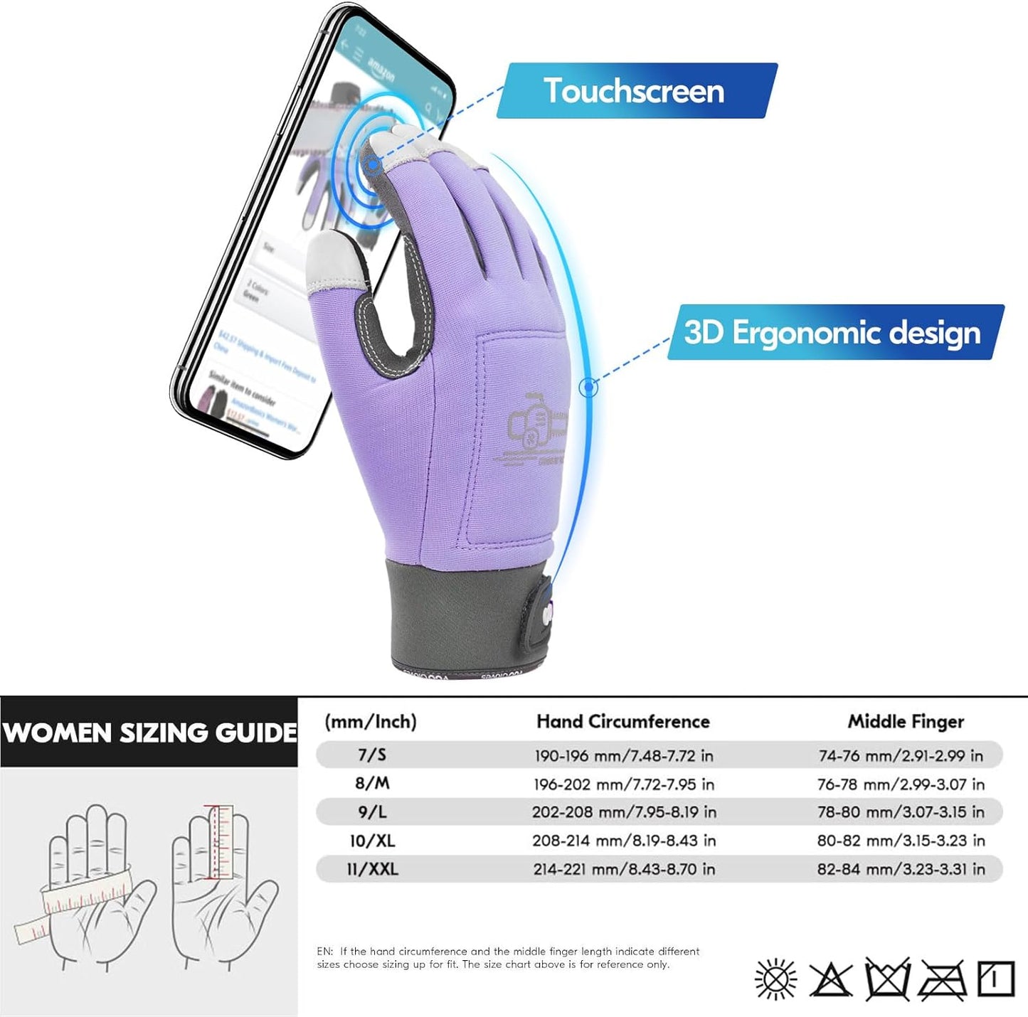 Vgo... Chainsaw Gloves,12-Layer Saw Protection on Left/Both Hand Back,Cow Leather Gloves,Touchscreen