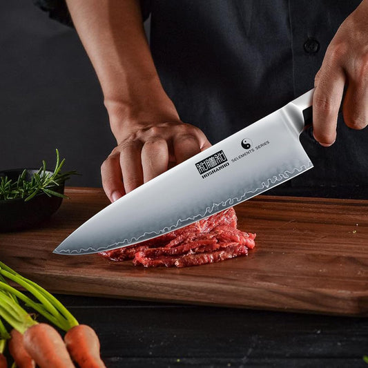 HOSHANHO 8 Pieces Knife Set with Magnetic Block, Ultra-Sharp High-carbon Steel Kitchen Knife Set, Professional Knife Block Set with Ergonomic Wooden Handle & Sharpener