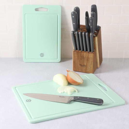 Martha Stewart Bpa Free Plastic Cutting Board 2pc Set (16" x 12" and 12" x 8") - Grey - Dishwasher Safe