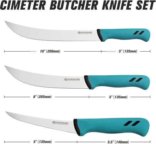 YOUSUNLONG Cimeter Butcher Knife - 10" (255mm) Curved Blade - Premium High-carbon Molybdenum Steel - Ergonomic Non-slip Handle