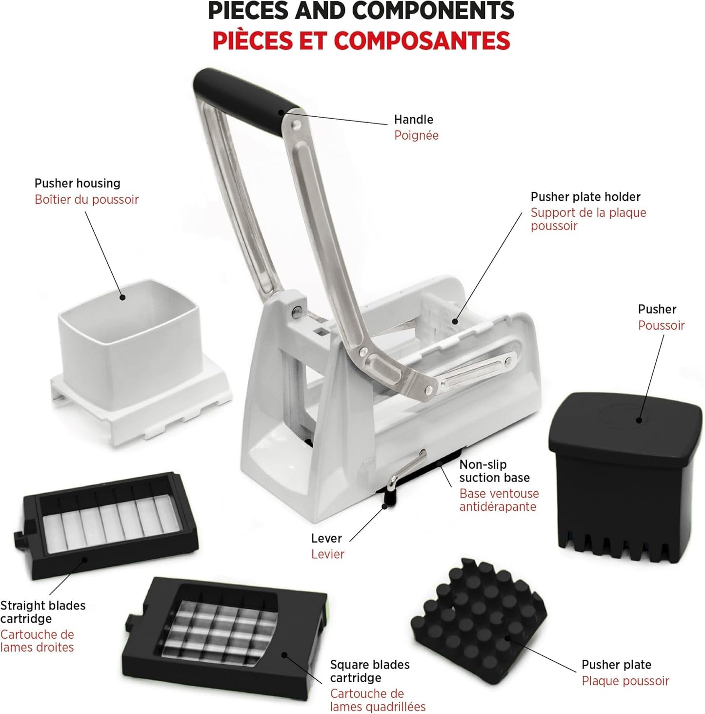 Starfrit Pro Fry Cutter & Cuber - 3-in-1 - Homemade French Fries, Slices and Diced Cubes Potato & Vegetable