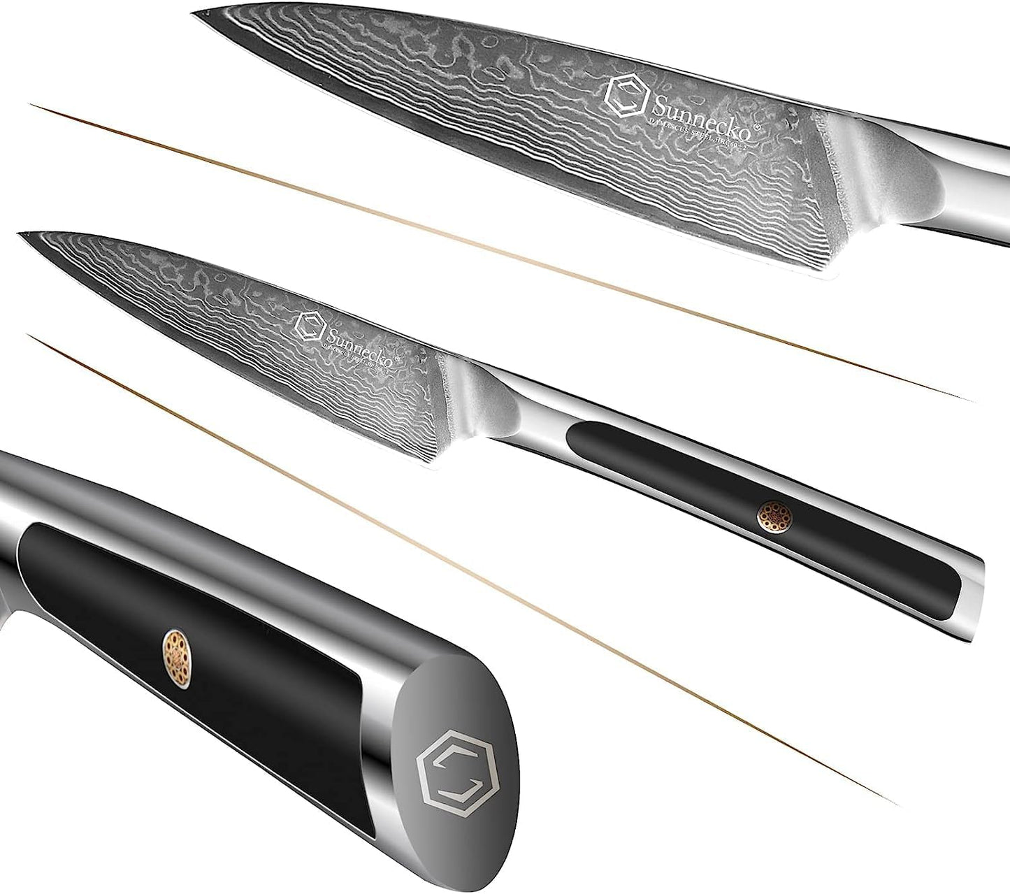 Sunnecko 3.5 Inch Paring Knife, 67-Layer Damascus Steel VG-10 Blade, Small Fruit Slicer with Inlaid Handle, Multi-purpose Peeling & Petty Cutter for Vegetables