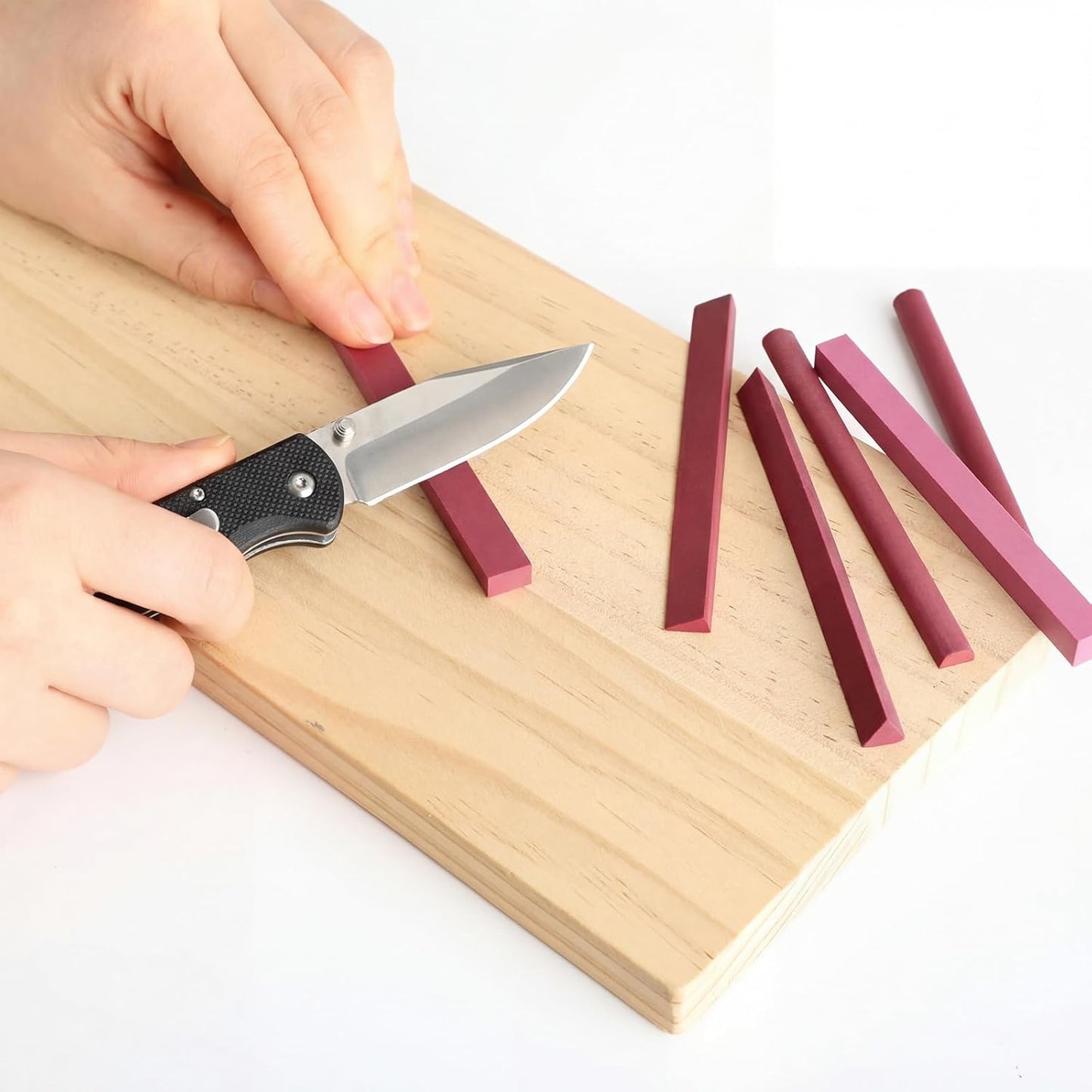 6 Pcs Ruby Sharpening Stone Set 3000# Whetstone Kit Fine Polishing Sharpener Stone for Knife Blade Sharpen Chisel Gouge Tool, 6 Shapes 100mm Length