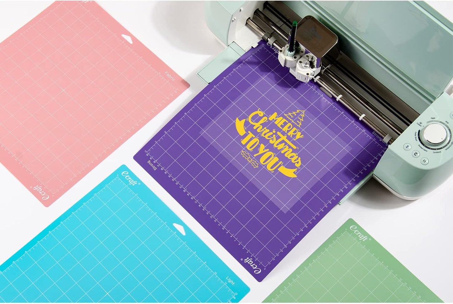 Ecraft 12x12 Cutting Mat 3-Pack, Strong/Standard/Light Adhesive, Compatible with Cricut Maker 3/Maker 4/Maker/Explore 3/4/Air 2/One, Variety Adhesive Sticky Cutting Mats Accessories