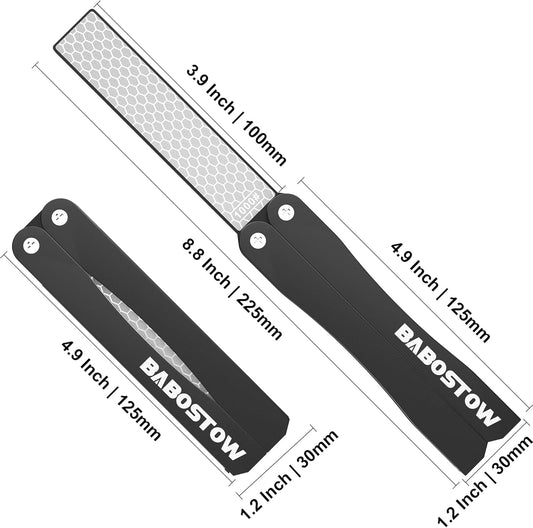 Diamond Knife Sharpener Tool, 400/1000 Grits Double Sided Diamond Sharpening Stone Tool, Manual Knife Sharpener Tool, Portable Folding Knife Sharpeners for Kitchen and Outdoors - Orange