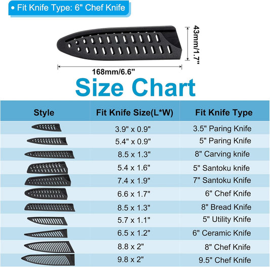 PATIKIL PP Safety Knife Cover Sleeves for 6" Chef Knife, 3 Pack Knives Edge Guard Blade Protector Universal Knife Sheath Portable for Kitchen, Black