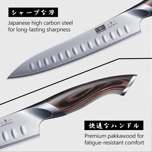HOSHANHO Carving Knife Set 3PCS, Japanese High Carbon Steel Brisket Slicing Knife Sets with Ergonomic Pakkawood Handle, Butcher Knife Breaking Knife Boning Knife for Meat Cutting