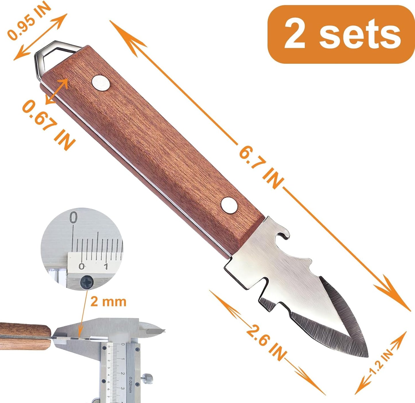 Oyster Knife with Shucking Gloves – Professional Oyster Shucker Seafood Tool Set – Stainless Steel Blade with Hardwood Handle – Multifunctional Shellfish Opener for Oysters, Clams, Mussels