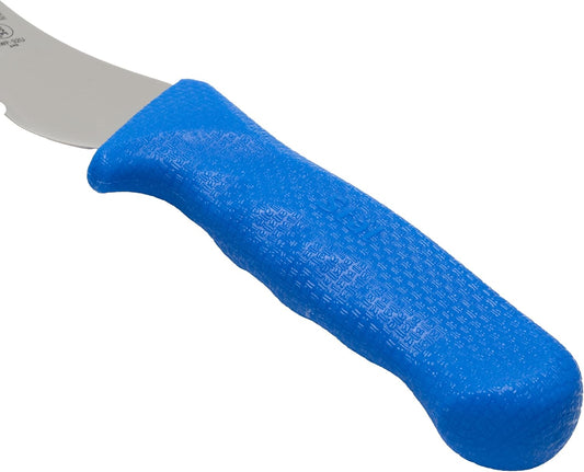 Winco 9" Commercial-Grade Serrated Bread/Pastry Knife with Offset Handle, Red