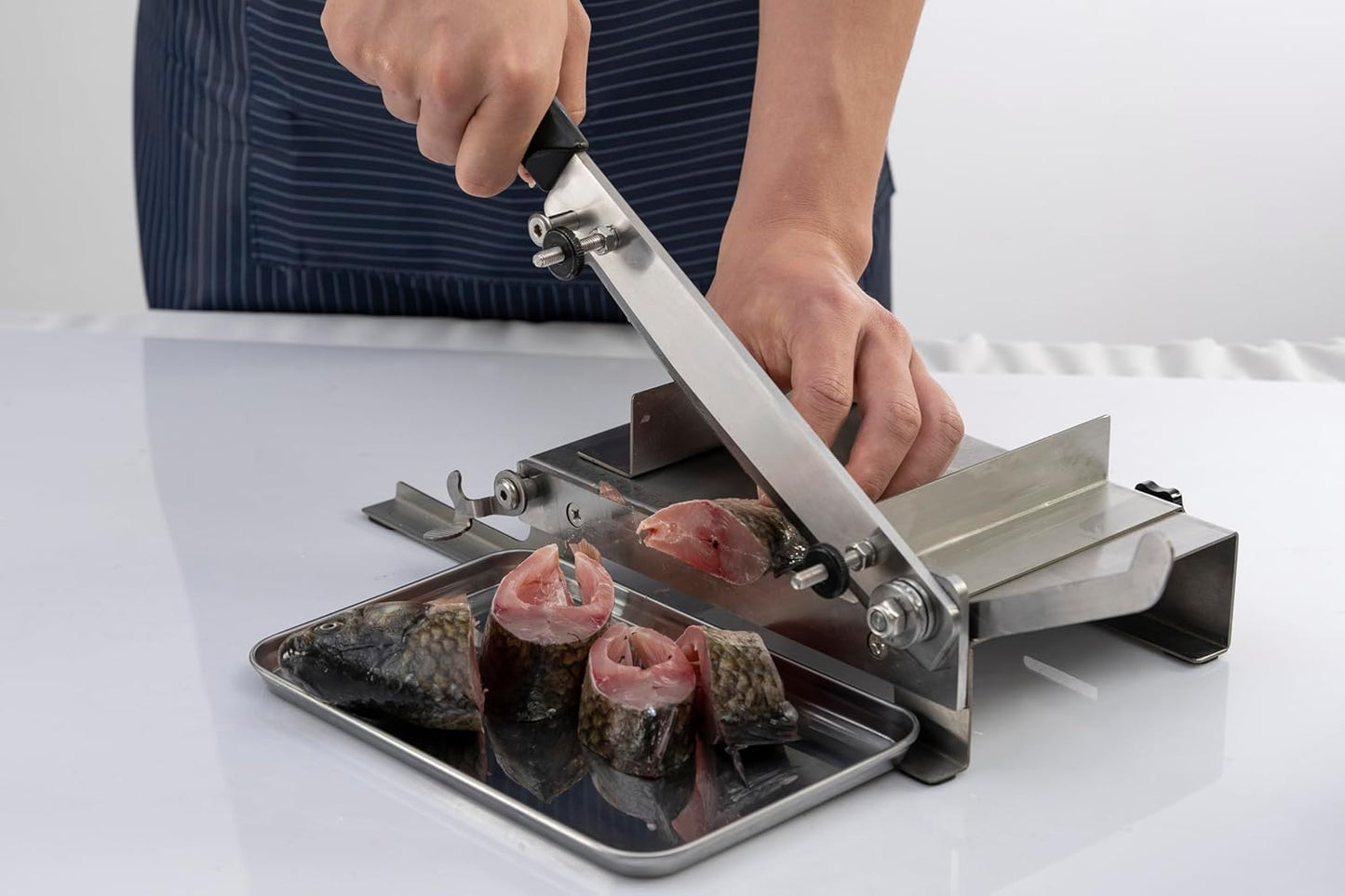 10inch Manual Meat Slicer - Heavy Duty Slicing Machine for Deli, Home, n BBQ - Frozen Meat Cleaver Knife Quick Prepare Ham, Bacon, Veggies, Herb, Root, Ginseng, Fish, Cheese, Ribs n Beef Jerky