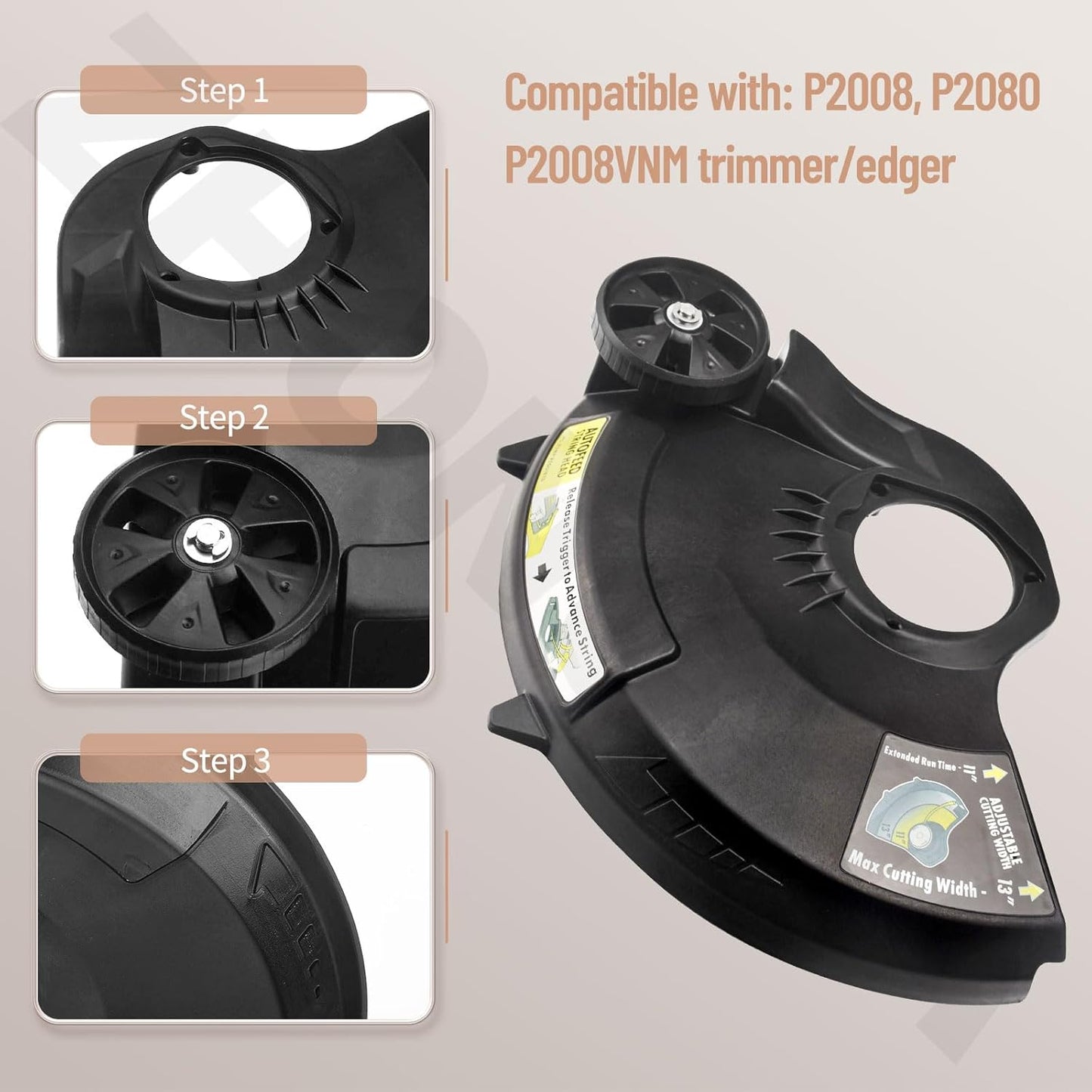 1 x 351122001 String Trimmer Guard Assembly & 1 x String Trimmer Line Knife Cutter Blade Set Compatible with Ryobi P2008 P2080 P2008VNM
