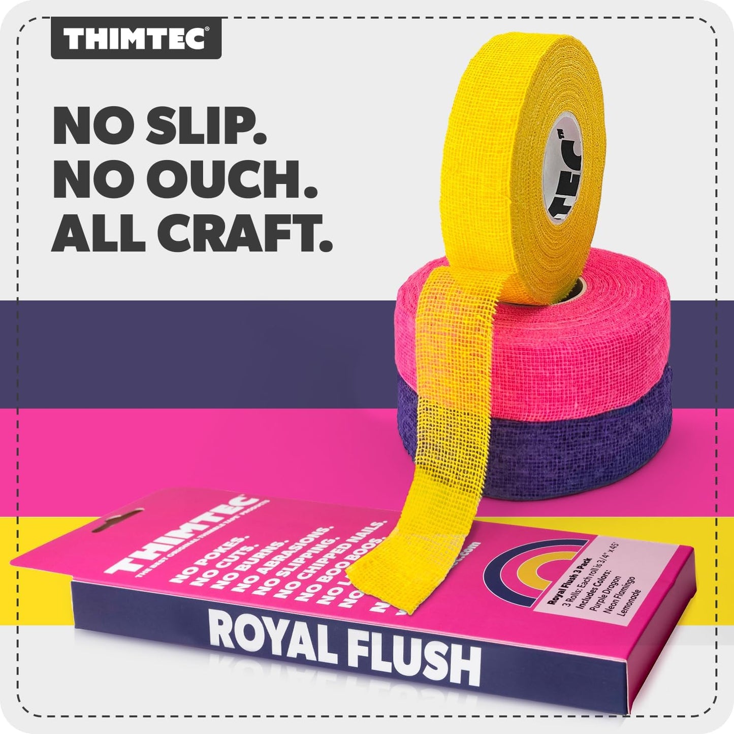 THIMTEC - The Original Thimble Tape for Hand Sewing - Fully Adjustable Nail & Finger Protector - A Smarter Alternative to Classic Knitting Thimbles - Multicolor, 3-Pack