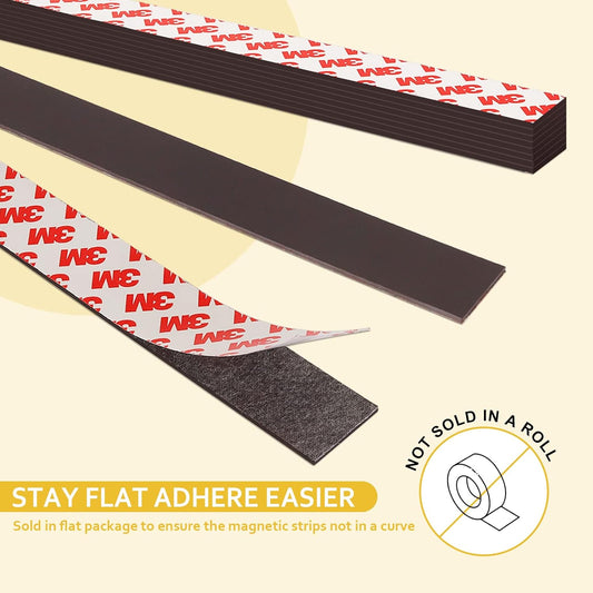 16 Feet Magnetic Strips with Adhesive Backing,Magnets Tape for Crafts,Flat Package (16 PCS 0.5X12") Strong Sticky Magnets