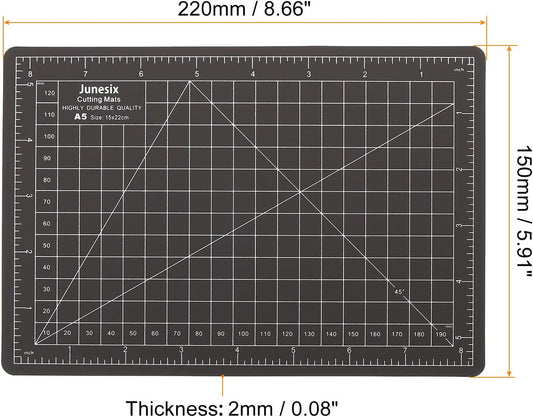 MECCANIXITY 6" x 8" Cutting Mats, Rotary Fabric Mat Self Recover Sewing Mat Double Sided for Hobbyist DIY Craft Creative Design, A5 Black White